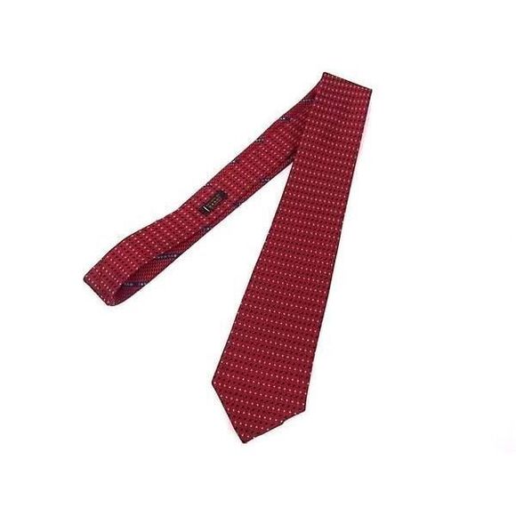 Bvlgari 100% Silk Reversible All-over Pattern Tie Business Men's Red As9653 - Picture 3 of 6